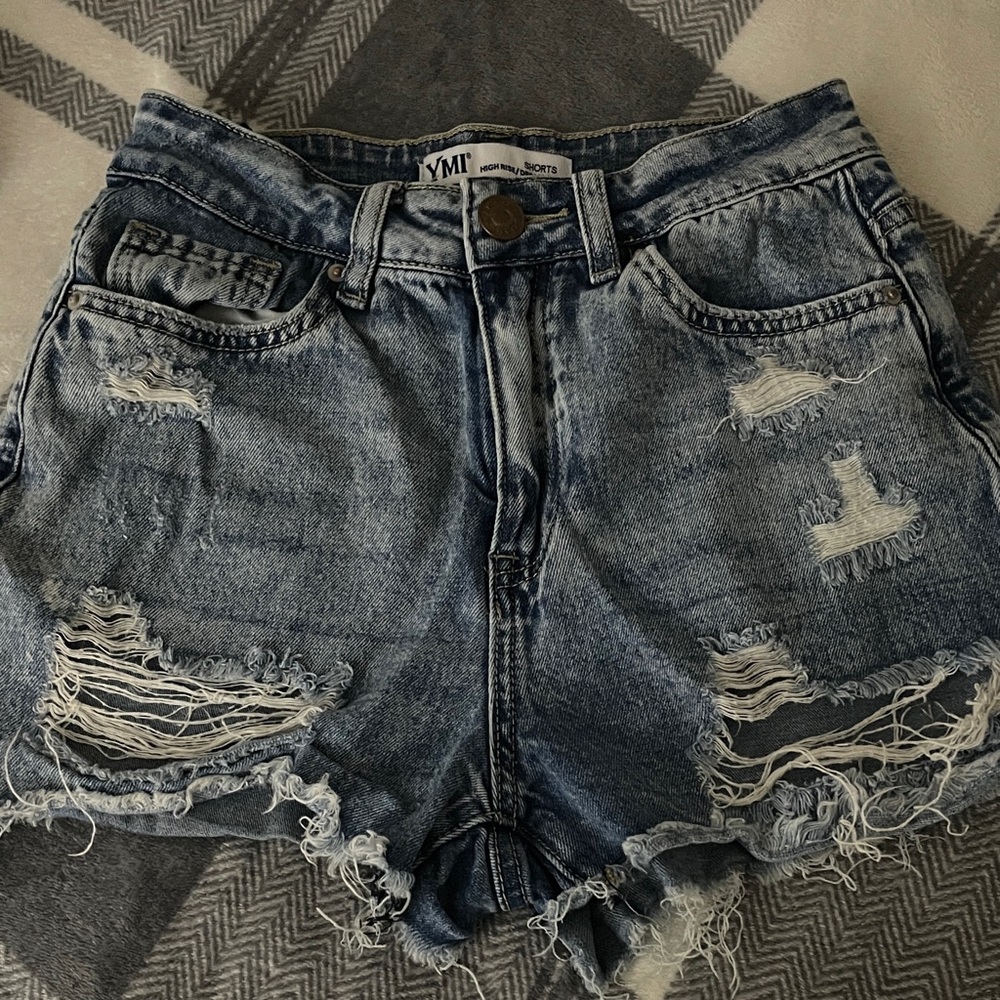 YMI Women's Ripped Blue Jean Shorts